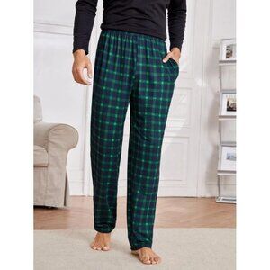NEW SHEIN Mens Plaid Print Pajama‎ Pants Size L